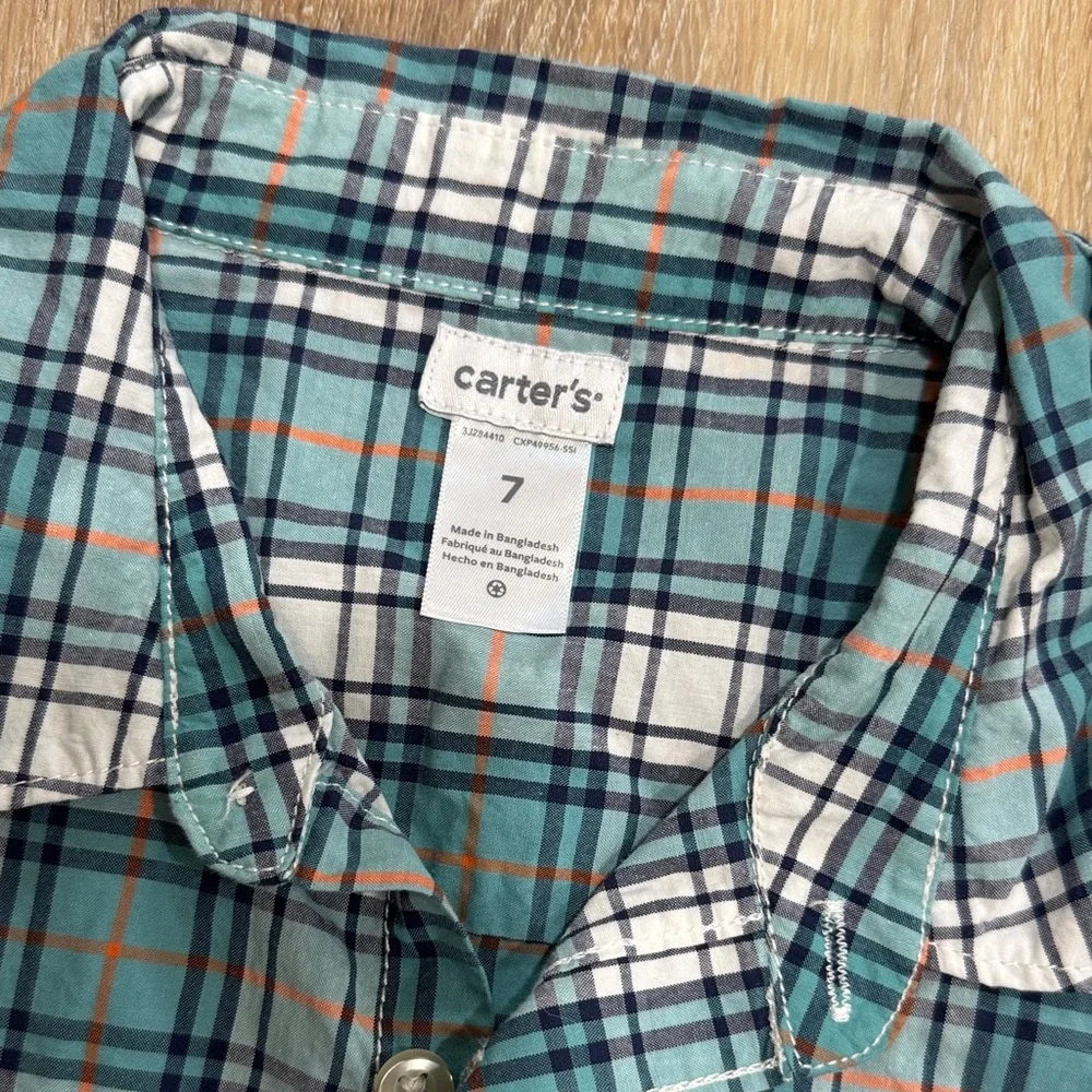 Carter's Blue and White Plaid Button Down Shirt